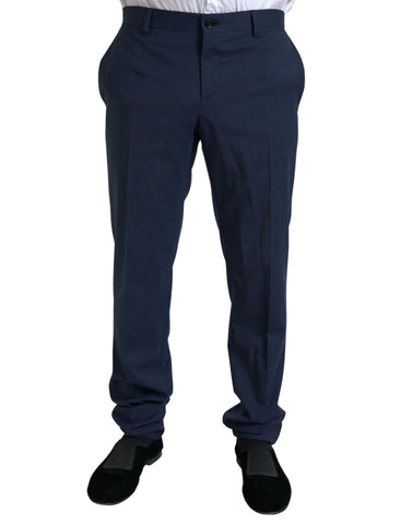 Blue Dolce & Gabbana Sicilia suit, 2-piece single-breasted men's suit with tailored fit and classic lapel, displayed on a hanger.