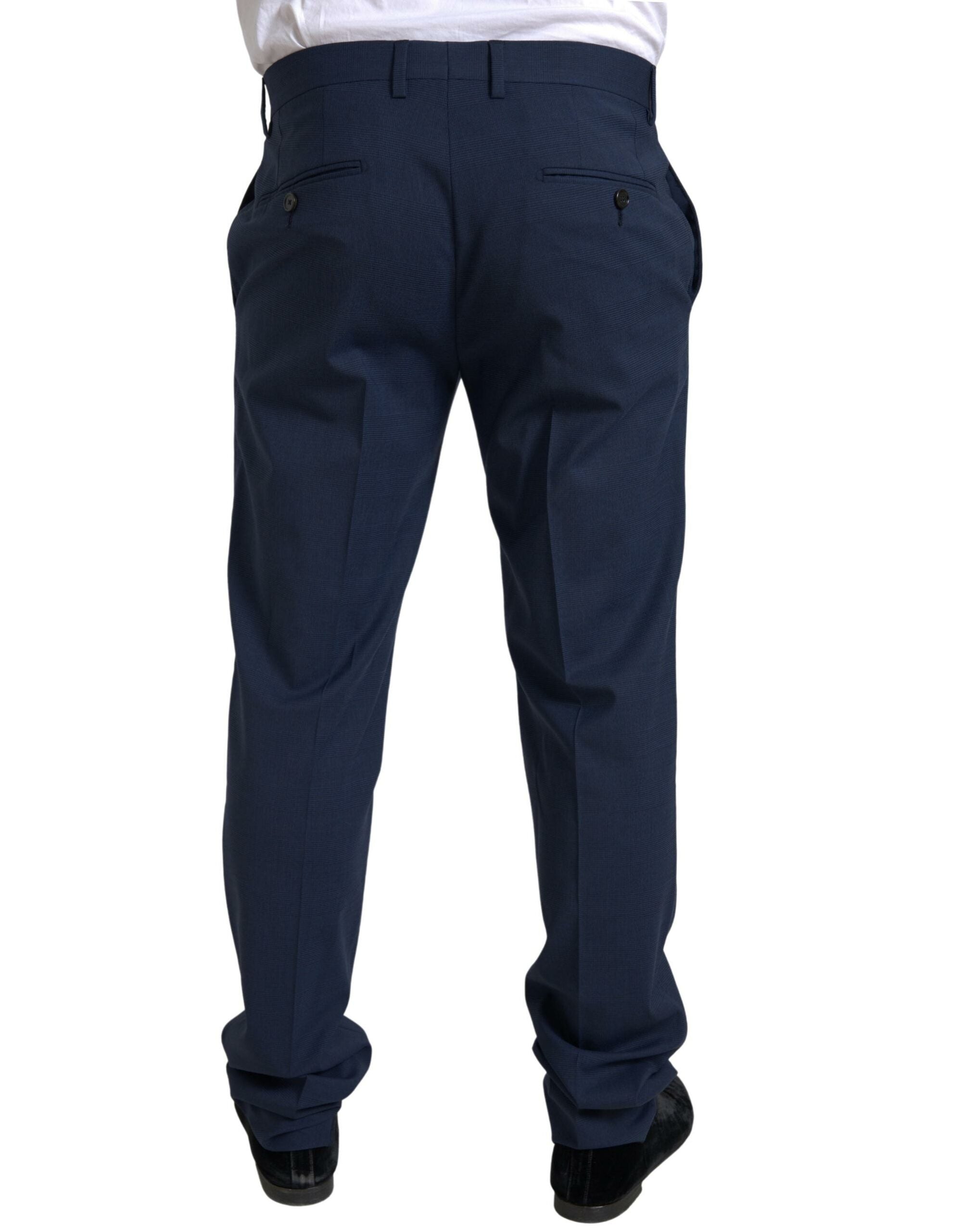 Blue Dolce & Gabbana Sicilia suit, 2-piece single-breasted suit displayed on a hanger, showcasing tailored jacket and matching trousers.