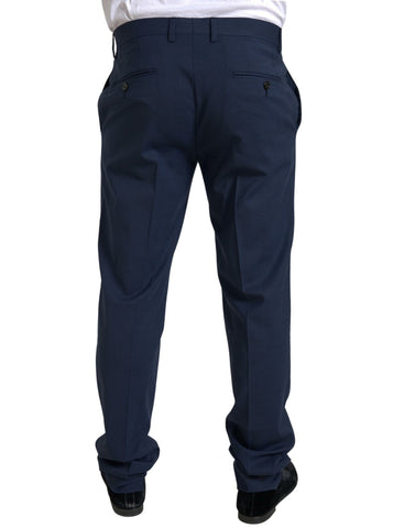 Blue Dolce & Gabbana Sicilia suit, 2-piece single-breasted suit displayed on a hanger, showcasing tailored jacket and matching trousers.
