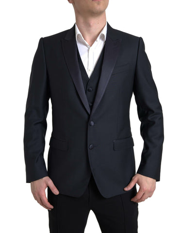 Blue 2-piece single-breasted Martini suit by Dolce & Gabbana, featuring tailored lapels and sleek design.