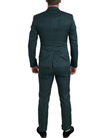 Green Dolce & Gabbana 3-piece single-breasted Martini suit, tailored fit with lapel collar and matching trousers and vest.