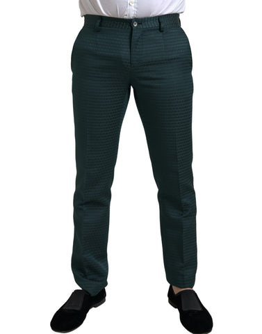 Green 3-piece single-breasted Martini suit by Dolce & Gabbana, featuring tailored jacket, matching trousers, and vest.