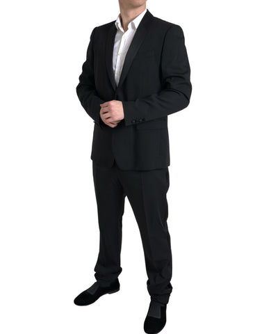 Black 2-piece single-breasted Martini suit by Dolce & Gabbana, showing the tailored jacket and matching trousers.