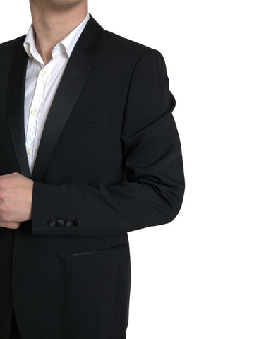 Black 2-piece single-breasted Martini suit by Dolce & Gabbana, tailored with a sleek fit and classic lapel design.