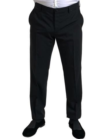 Black 2-piece single-breasted Martini suit by Dolce & Gabbana, featuring tailored lapels and sleek fabric for sophisticated style.