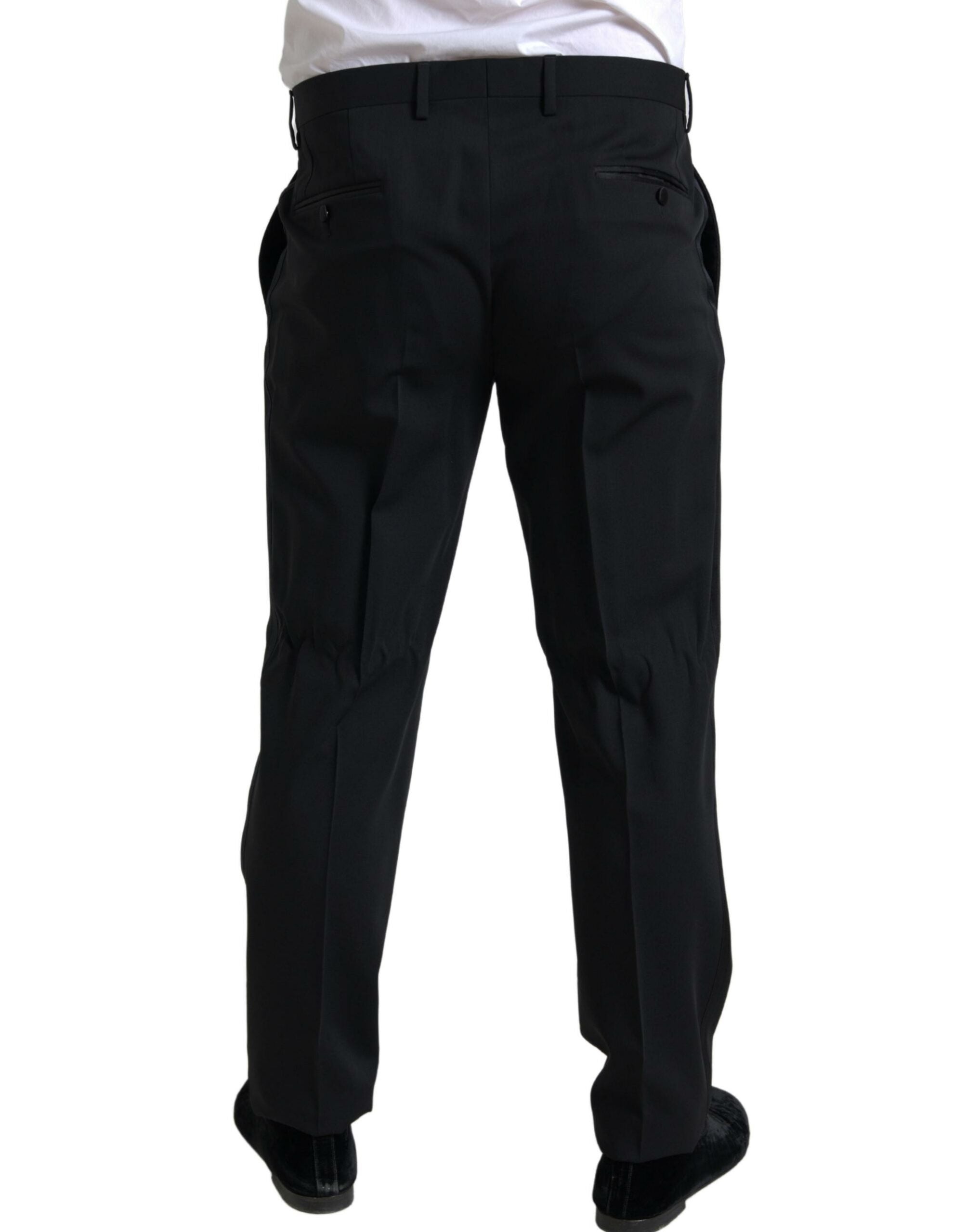 Black Dolce & Gabbana 2-piece single-breasted Martini suit with tailored fit, featuring a sleek lapel and classic design.