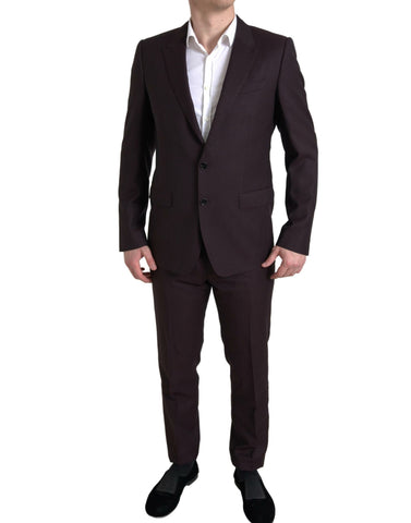 Maroon Dolce & Gabbana 2-piece single-breasted Martini suit with tailored fit and classic lapel design.