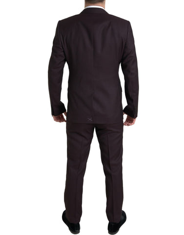 Maroon Dolce & Gabbana 2-piece single-breasted Martini suit displayed on a hanger, showcasing tailored fit and elegant style.