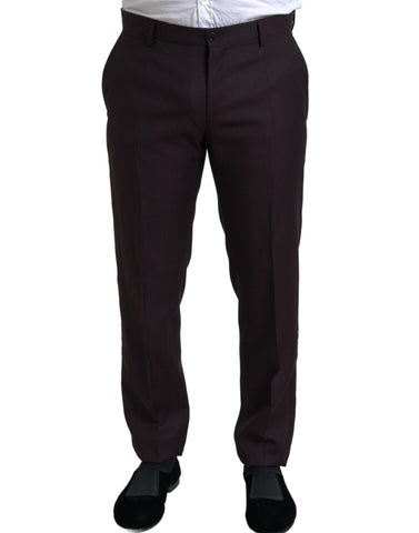 Maroon Dolce & Gabbana 2-piece single-breasted Martini suit, tailored for a sleek, stylish look with lapel collar and fitted design.