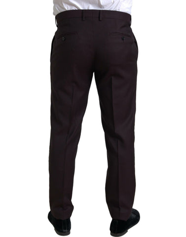 Maroon Dolce & Gabbana 2-piece single-breasted Martini suit, tailored fit with lapel collar and classic design.