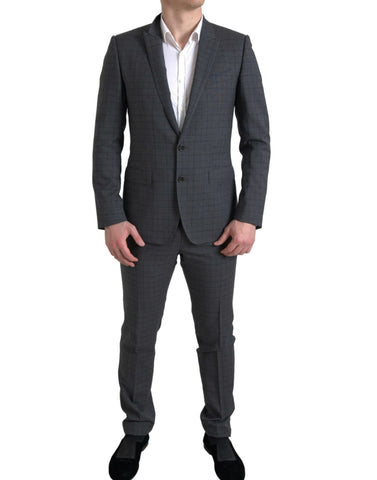 Gray Dolce & Gabbana 2-piece single-breasted Martini suit, tailored fit with notch lapel and stylish design, shown on a mannequin.