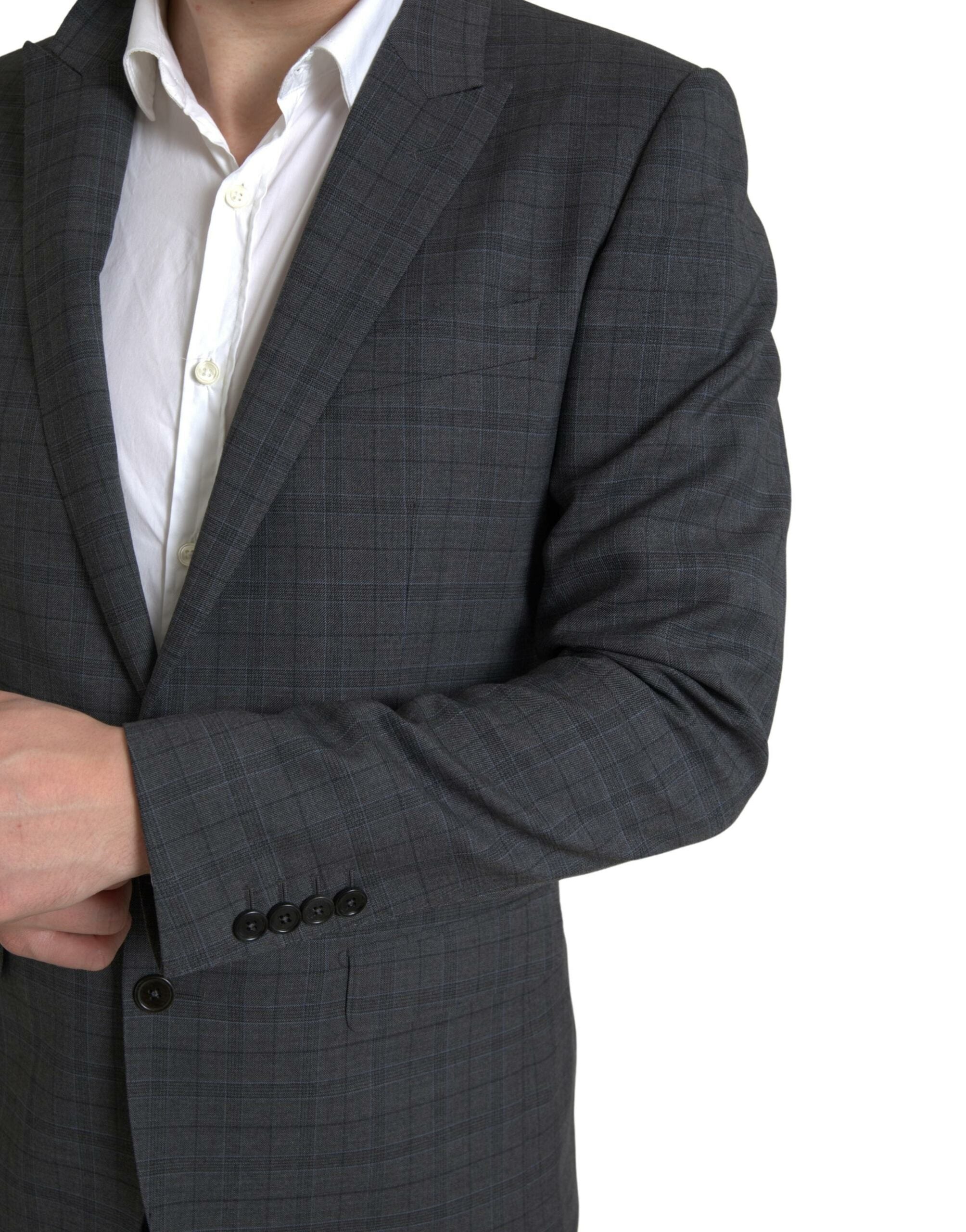 Gray Dolce & Gabbana 2-piece single-breasted Martini suit, tailored fit with classic lapels and stylish design.