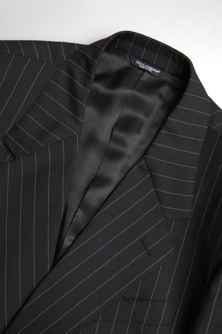 Black stripe Dolce & Gabbana Sicilia blazer with single-breasted design and tailored fit, shown on a model.