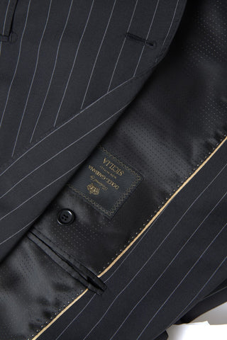 Black stripe single-breasted Sicilia blazer by Dolce & Gabbana, tailored fit with lapel collar and button front, stylish and elegant.