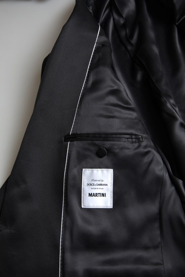 Black 2-piece single-breasted Martini suit by Dolce & Gabbana, tailored fit with sleek lapels and classic design.