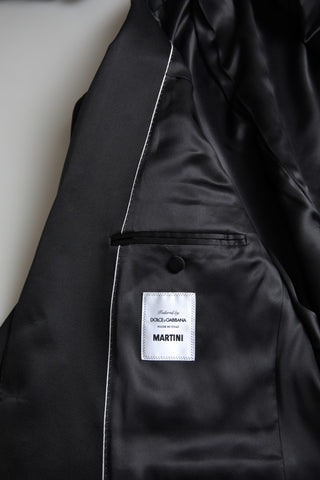 Black 2-piece single-breasted Martini suit by Dolce & Gabbana, tailored fit with sleek lapels and classic design.