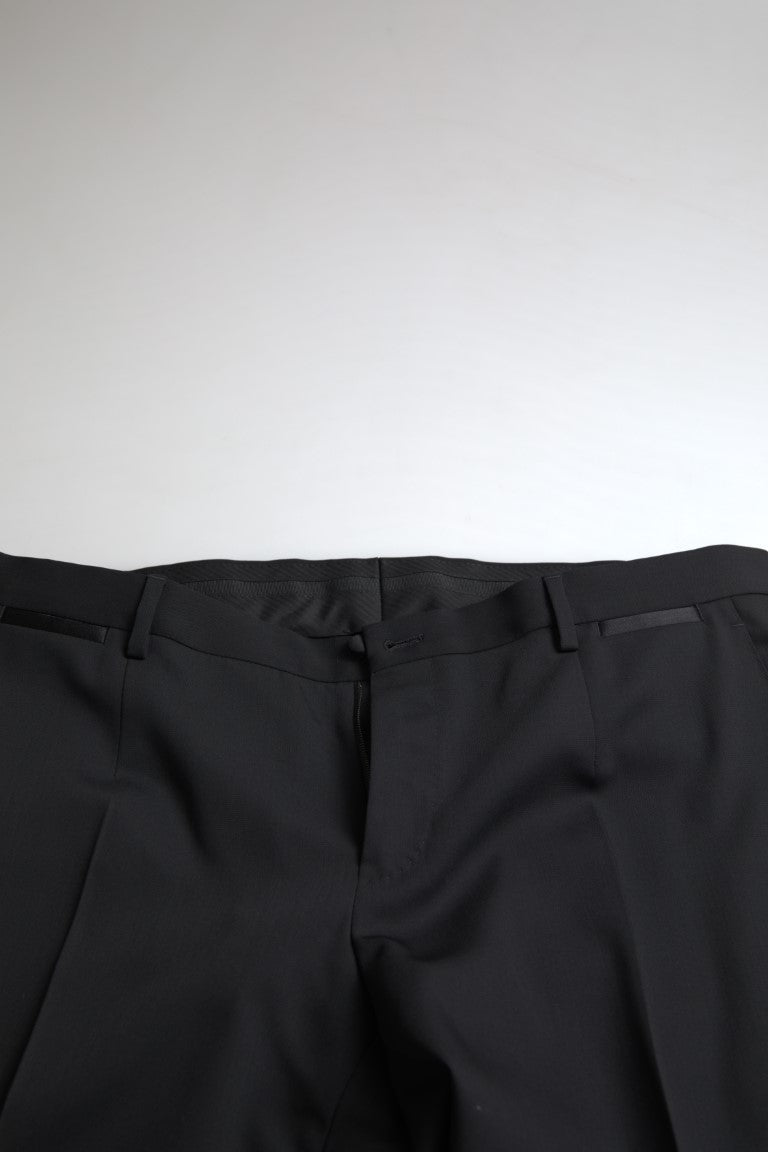Black Dolce & Gabbana 2-piece single-breasted Martini suit with notch lapel and tailored fit, displayed on a mannequin.