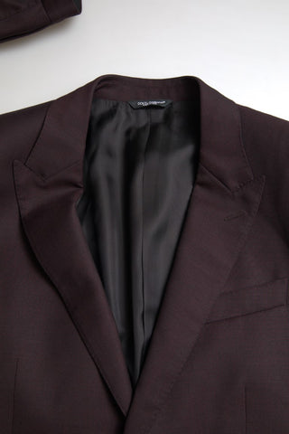 Maroon 2-piece single-breasted Martini suit by Dolce & Gabbana, tailored fit with lapel collar and matching trousers.