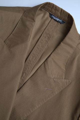 Brown Dolce & Gabbana 2-piece single-breasted Taormina suit, tailored fit, fabric details, and classic design.