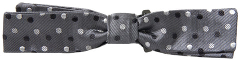 Gray polka dot silk adjustable men's bow tie with papillon style by Dolce & Gabbana, featuring a classic and elegant design.
