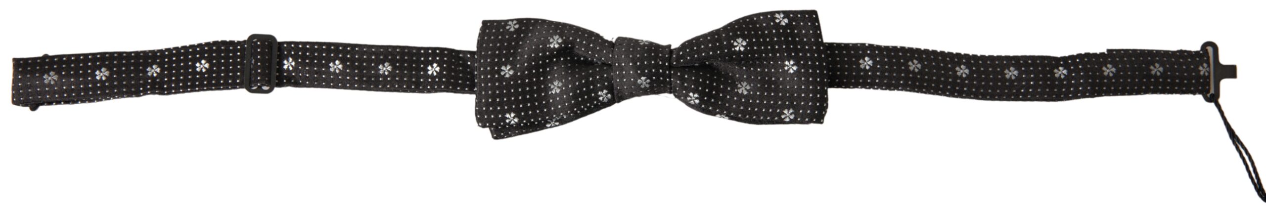 Dark Gray Patterned Silk Adjustable Men Neck Papillon Bow Tie - Jag Couture London