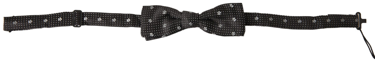 Dark Gray Patterned Silk Adjustable Men Neck Papillon Bow Tie