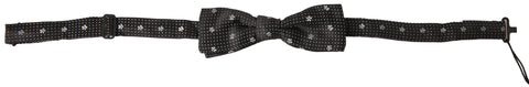 Dark Gray Patterned Silk Adjustable Men Neck Papillon Bow Tie