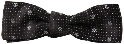 Dark Gray Patterned Silk Adjustable Men Neck Papillon Bow Tie