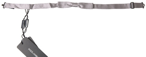 Gray dotted silk adjustable men's neck bow tie by Dolce & Gabbana, featuring a classic papillon style and elegant design.