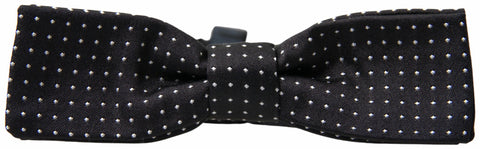 Black polka dot silk adjustable men's bow tie with a papillon style, crafted by Dolce & Gabbana.