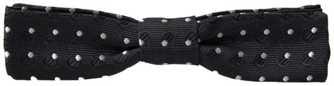 Black polka dot silk adjustable men's bow tie with D&G branding, featuring classic elegant design for formal wear.