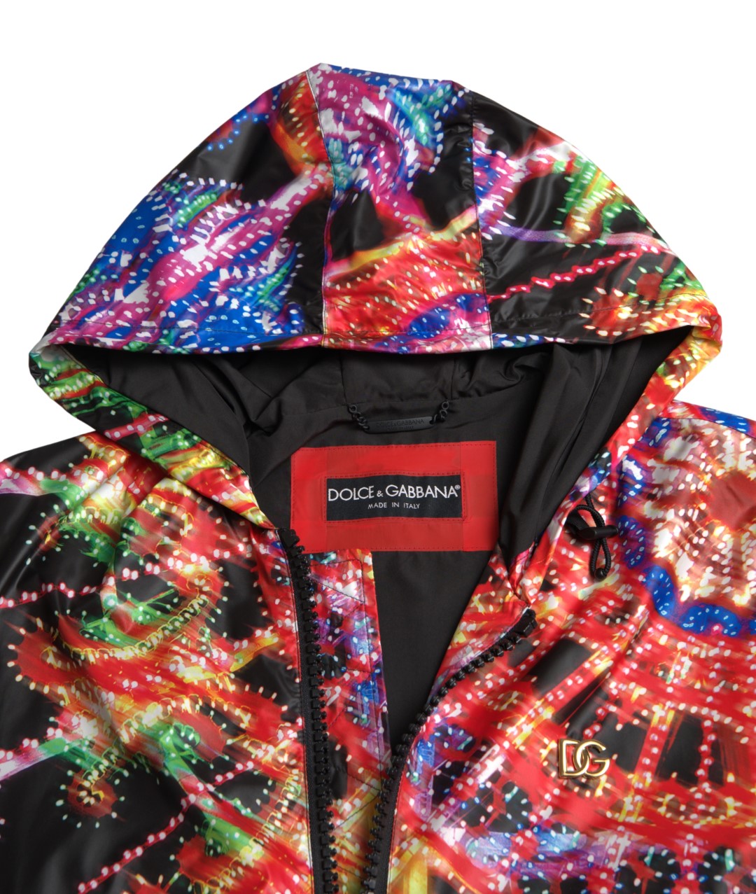 Multicolor hooded sweatshirt sweater from Dolce & Gabbana with a vibrant, multicolored design and cozy hood, casual streetwear style