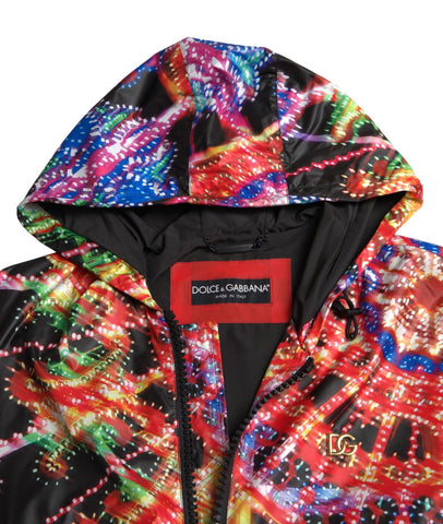 Multicolor hooded sweatshirt sweater from Dolce & Gabbana with a vibrant, multicolored design and cozy hood, casual streetwear style