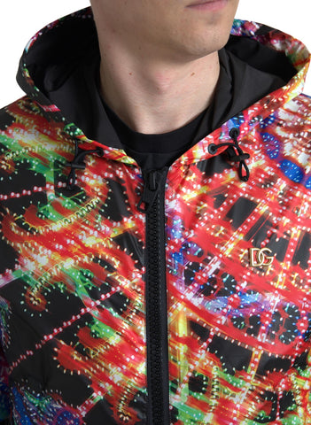 Multicolor hooded sweatshirt sweater by Dolce & Gabbana, featuring vibrant design and casual fit.