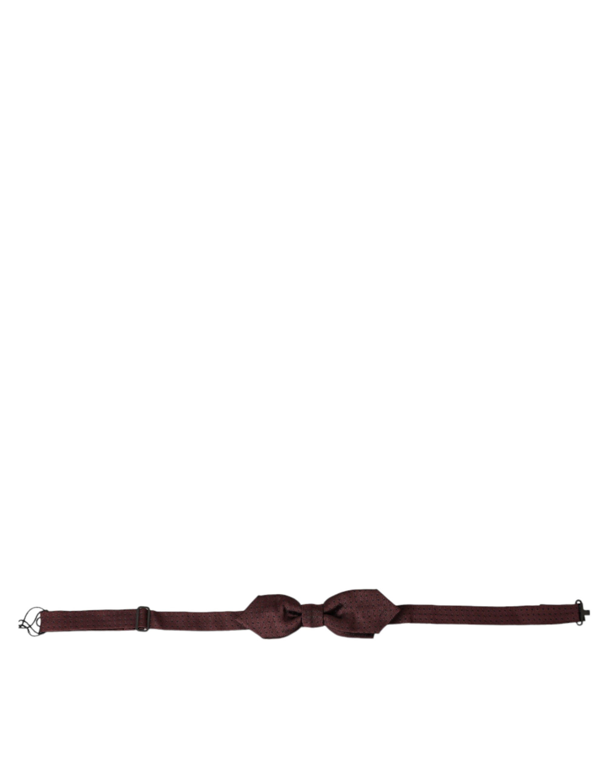 Red Bordeaux silk slim adjustable bow tie with a papillon style, from Dolce & Gabbana, featuring a sleek, elegant design.