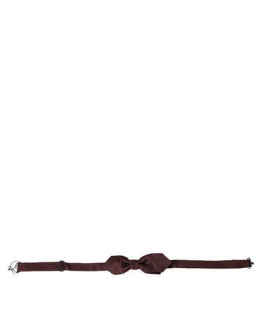Red Bordeaux silk slim adjustable bow tie with a papillon style, from Dolce & Gabbana, featuring a sleek, elegant design.