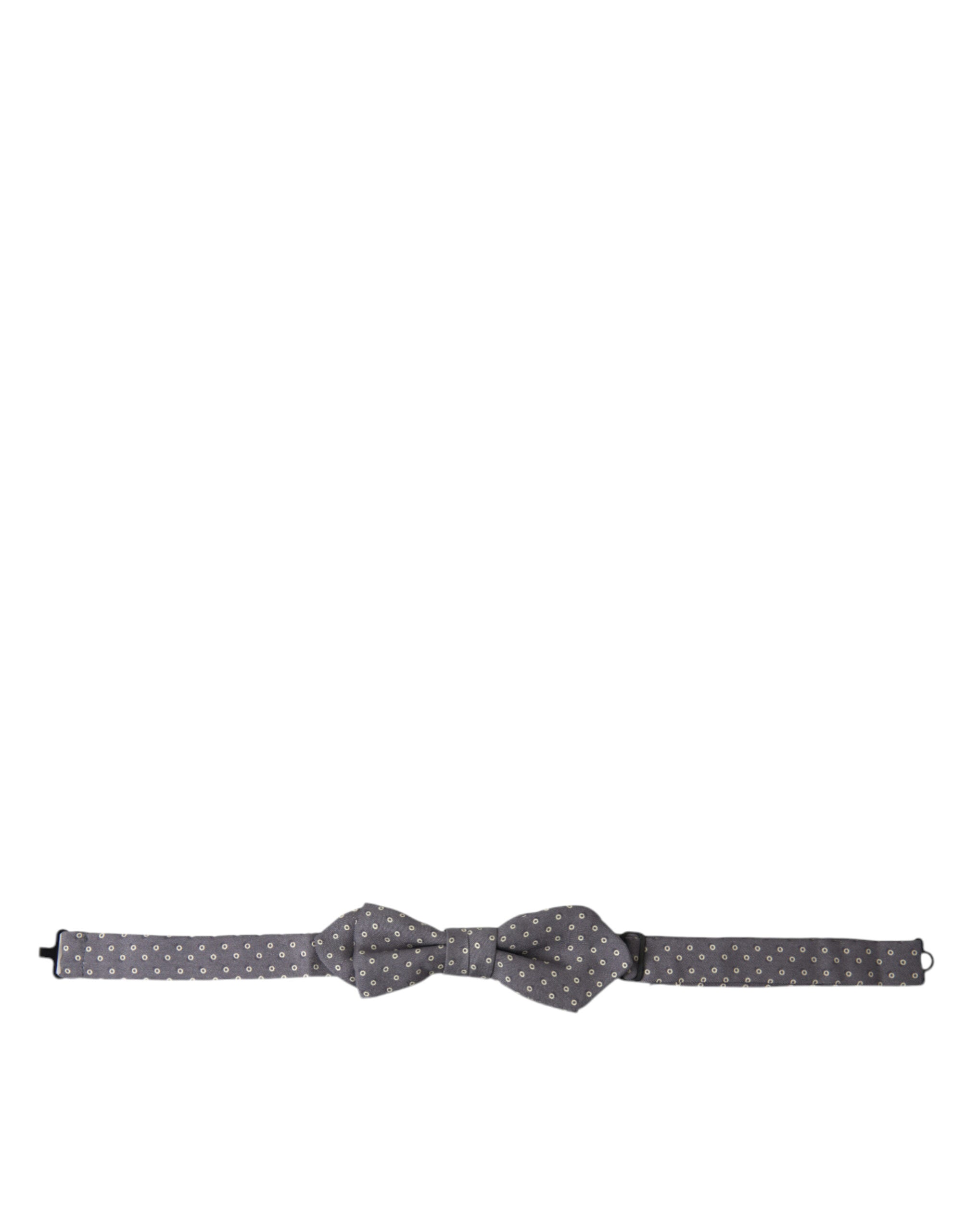 Gray polka dot silk adjustable neck bow tie by Dolce & Gabbana, featuring a stylish and elegant design.