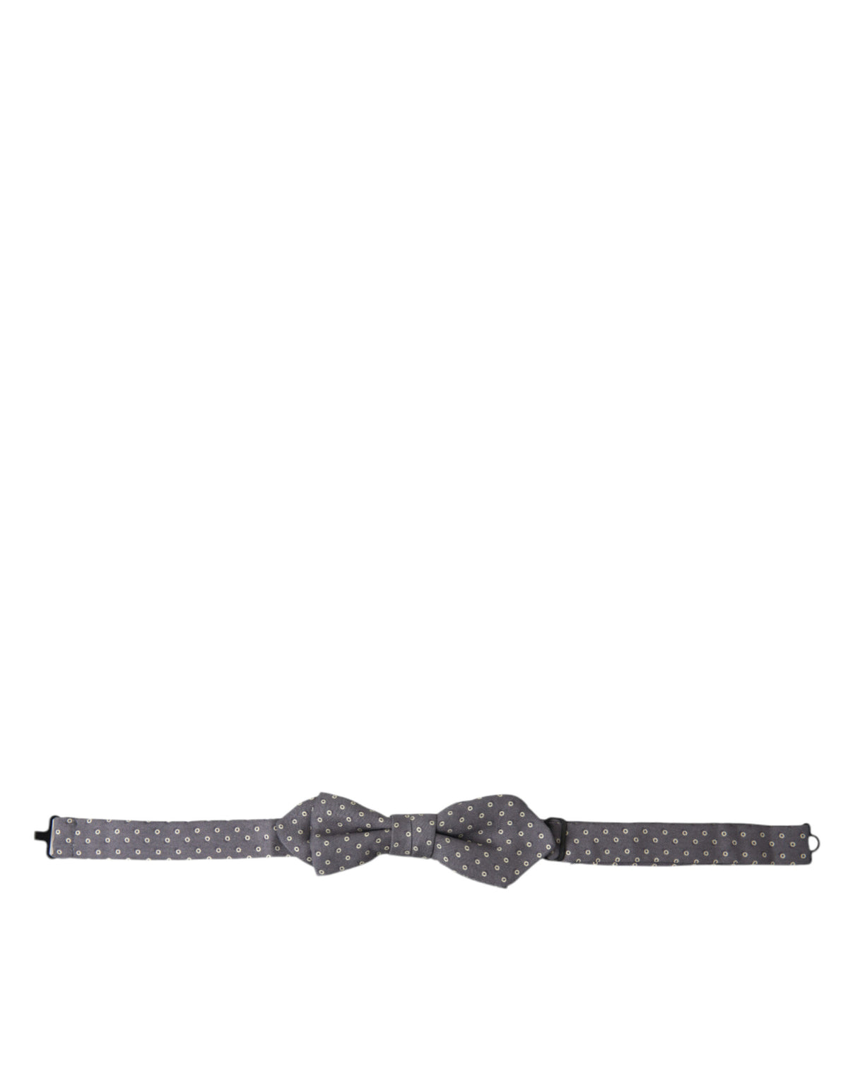 Gray polka dot silk adjustable neck bow tie by Dolce & Gabbana, featuring a stylish and elegant design.