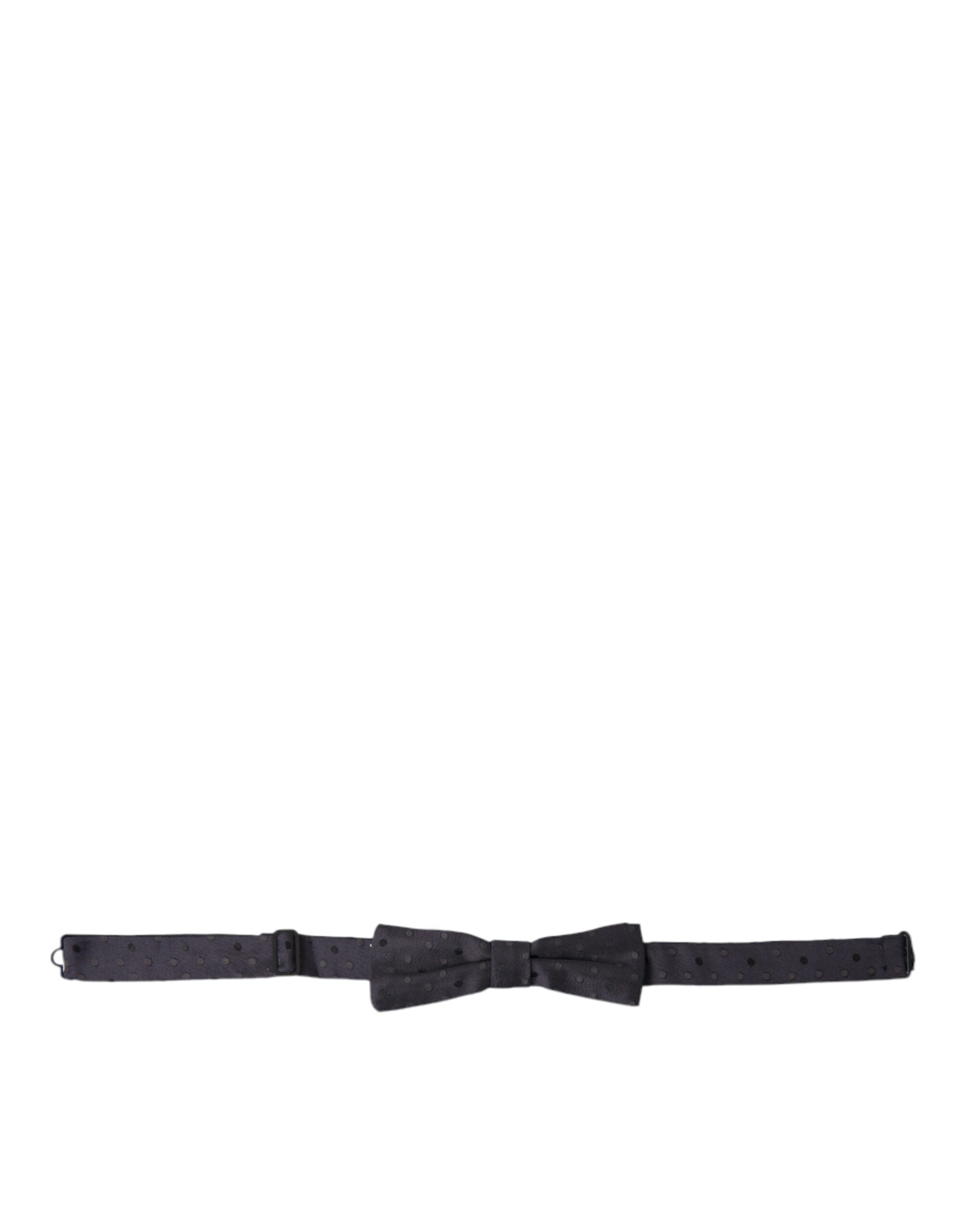 Blue polka dot silk adjustable neck bow tie for men by Dolce & Gabbana, featuring a stylish papillon design.