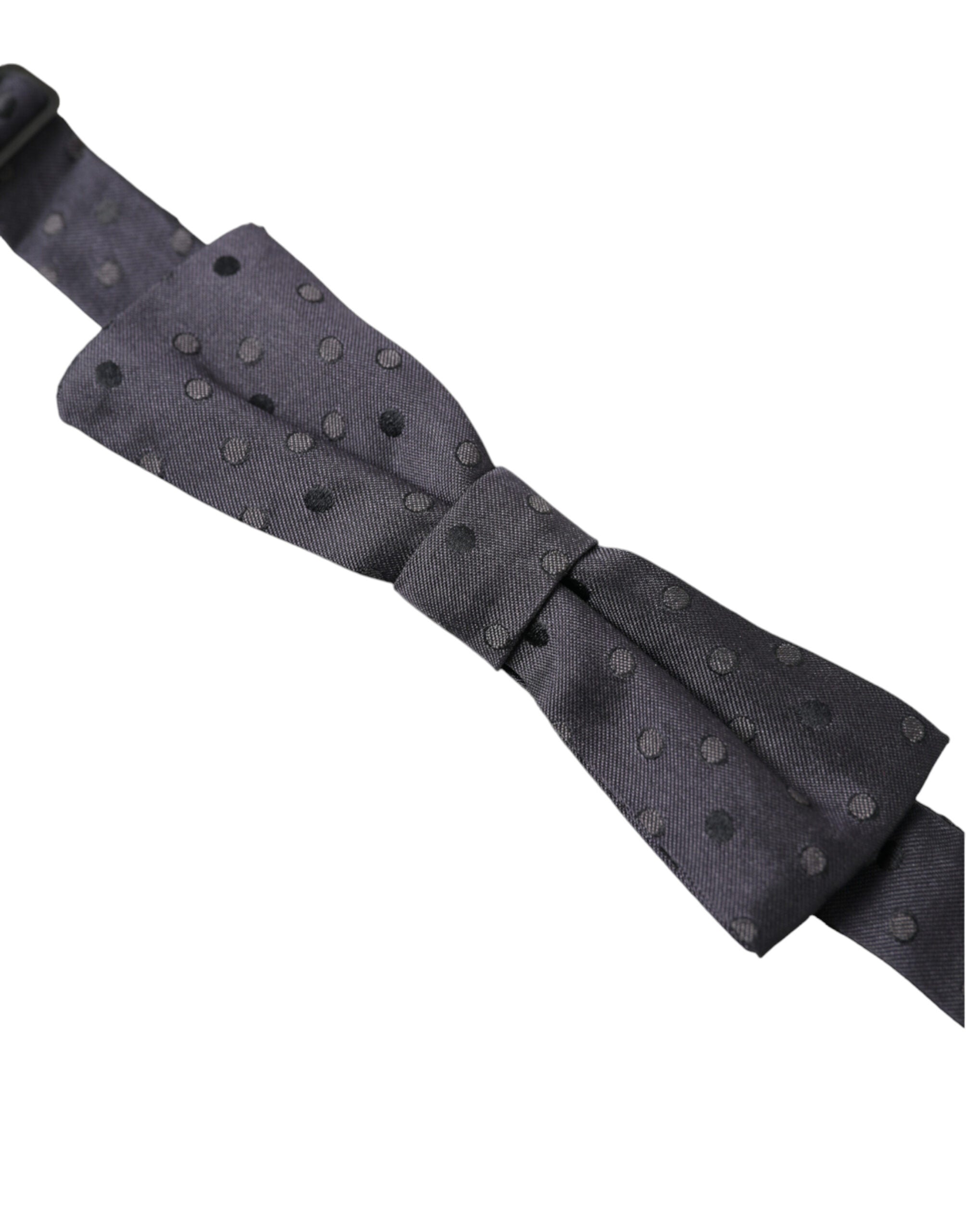 Blue polka dot silk adjustable neck bow tie for men by Dolce & Gabbana, featuring a classic polka dot pattern and elegant design.