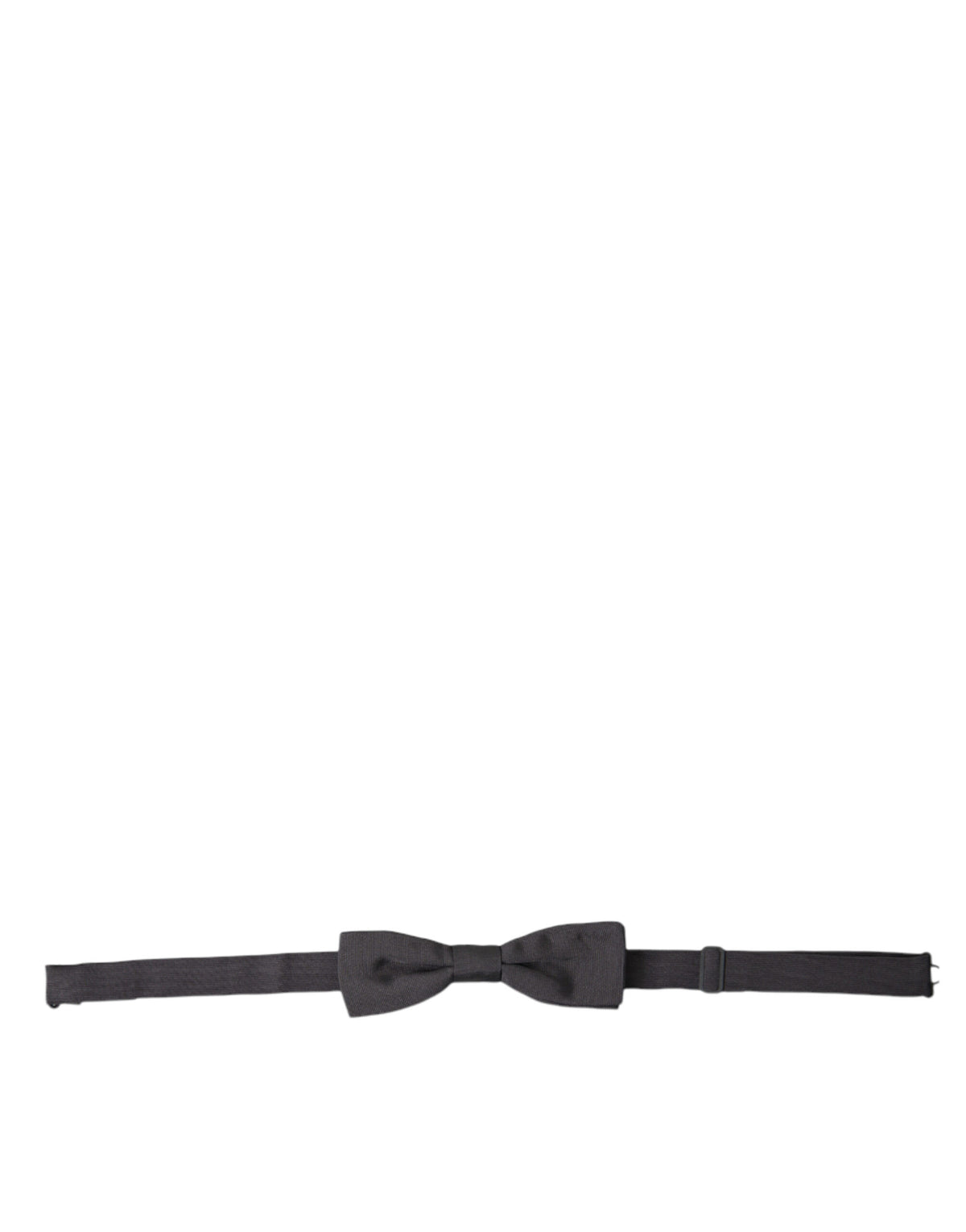 Dark gray silk adjustable men's bow tie with papillon style from Dolce & Gabbana, featuring a sleek, elegant design.