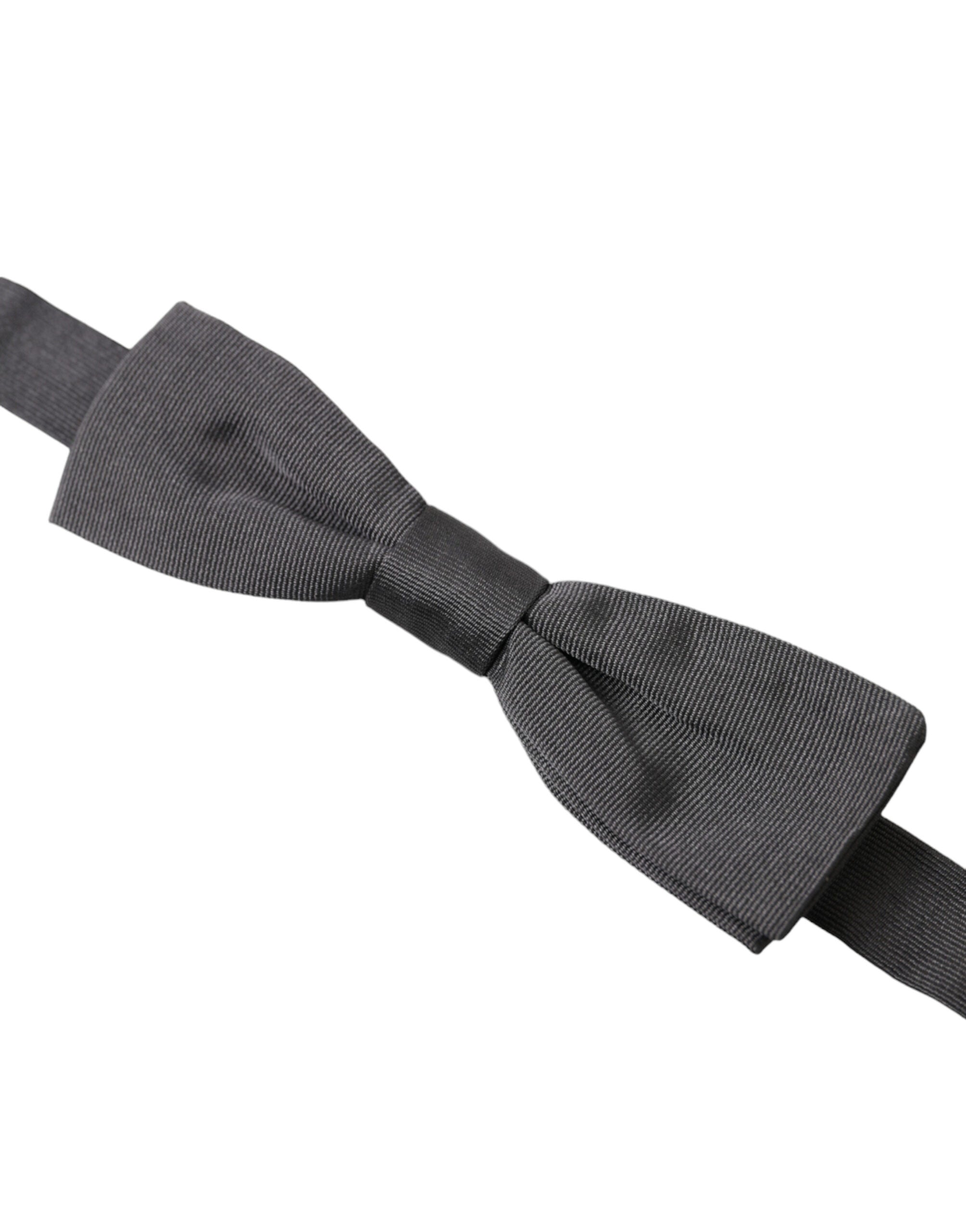 Dark gray silk adjustable neck bow tie for men by Dolce & Gabbana, featuring a classic papillon style.