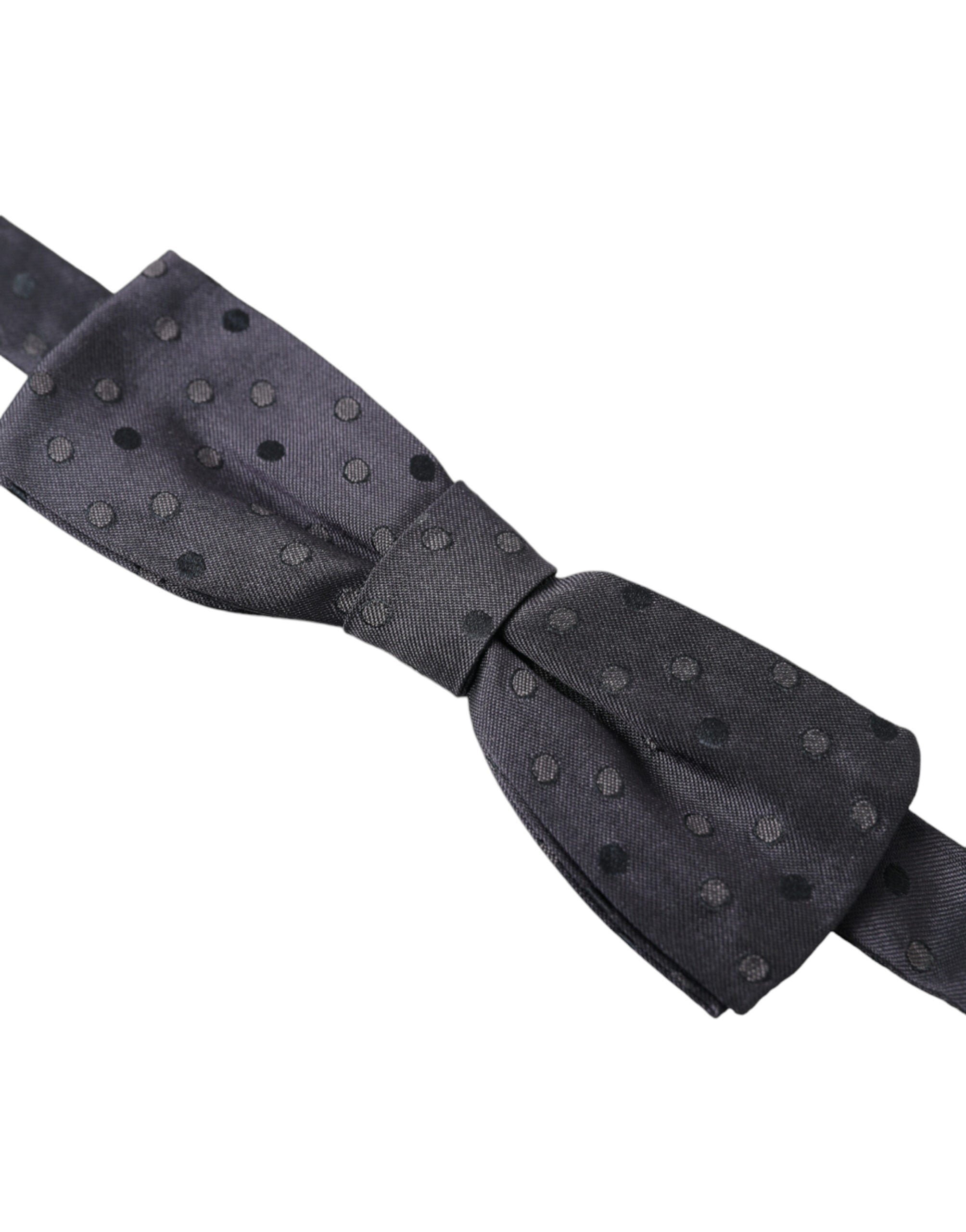 Blue polka dot silk adjustable bow tie for men by Dolce & Gabbana, featuring a classic papillon style with a stylish neck tie design.