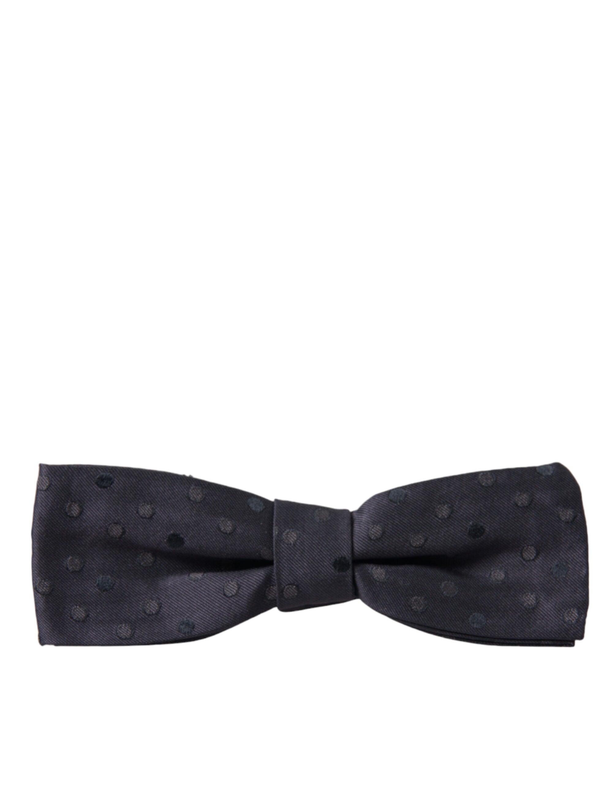 Blue polka dot silk adjustable bow tie for men, stylish Dolce & Gabbana papillon neck accessory with classic pattern.