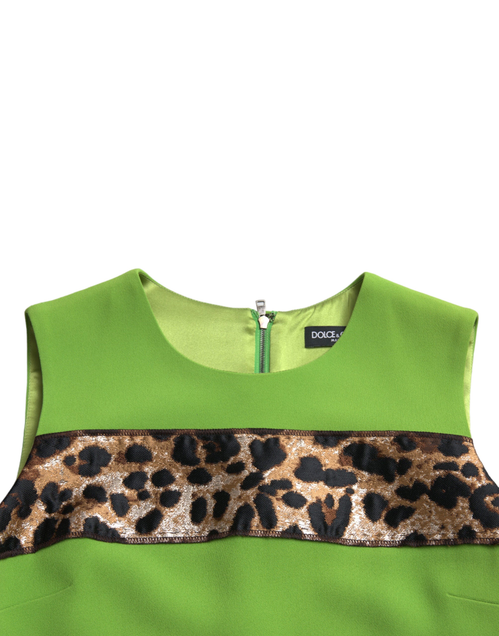 Apple green sleeveless panelled shift dress by Dolce & Gabbana, featuring a fitted silhouette and stylish design.
