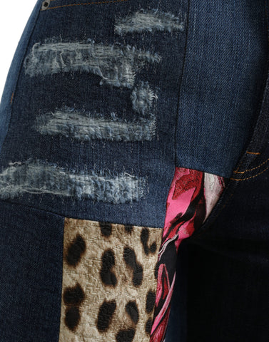 Multicolor patchwork GRACE skinny denim jeans by Dolce & Gabbana, shown with vibrant patchwork design and classic fit.