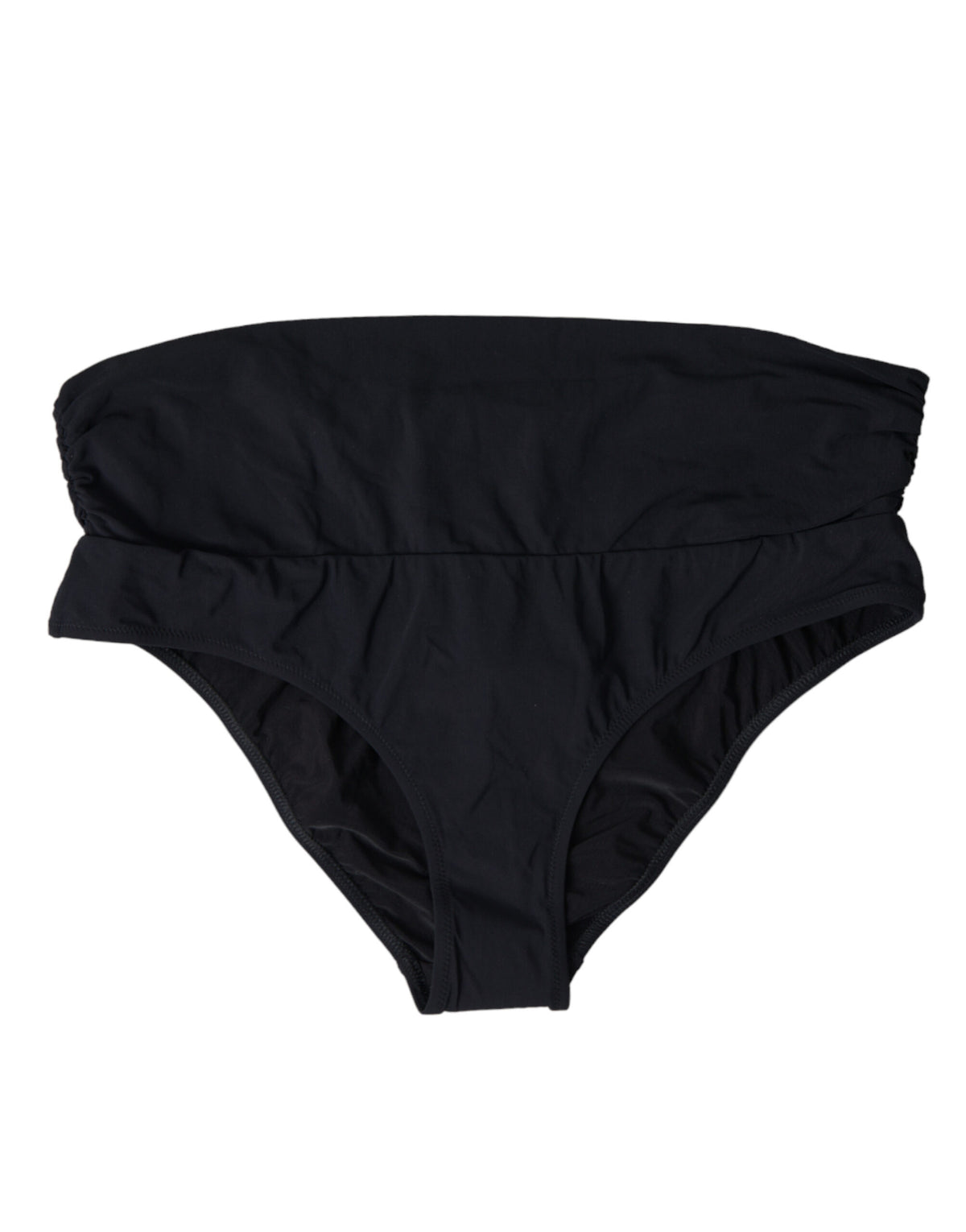 Black nylon stretch swimwear slip bottom bikini by Dolce & Gabbana, featuring a seamless, fitted design with adjustable side ties.