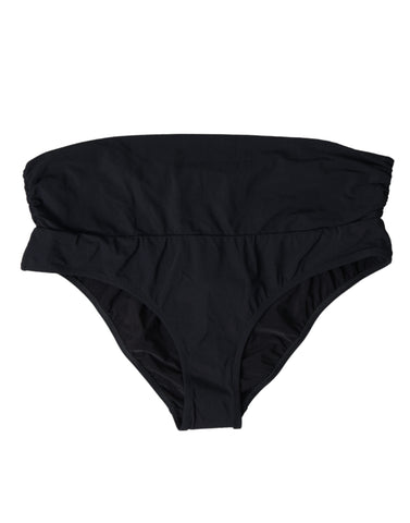 Black nylon stretch swimwear slip bottom bikini by Dolce & Gabbana, featuring a seamless, fitted design with adjustable side ties.
