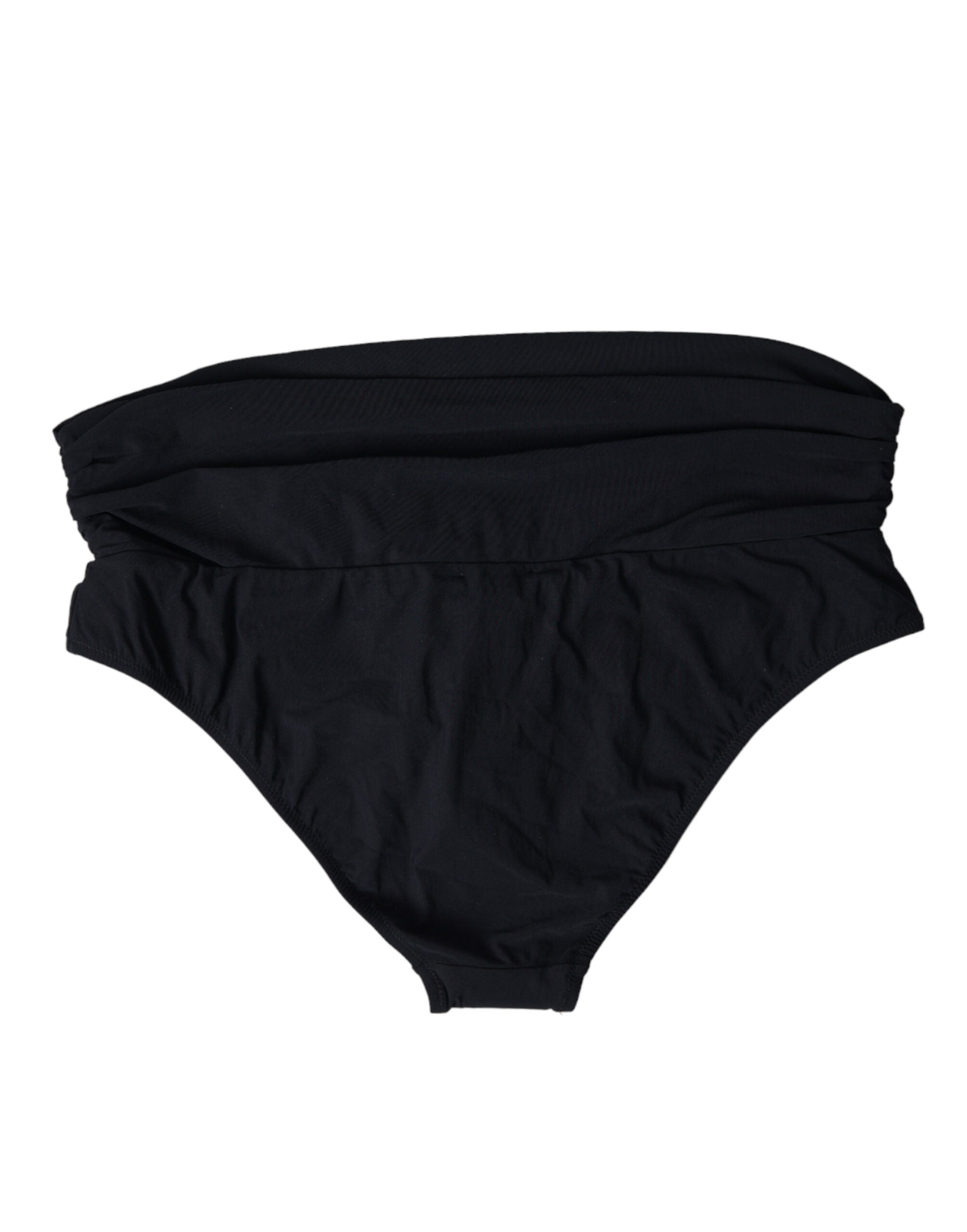 Black nylon stretch swimwear slip bottom bikini by Dolce & Gabbana, featuring a sleek, fitted design for beach or poolside wear.