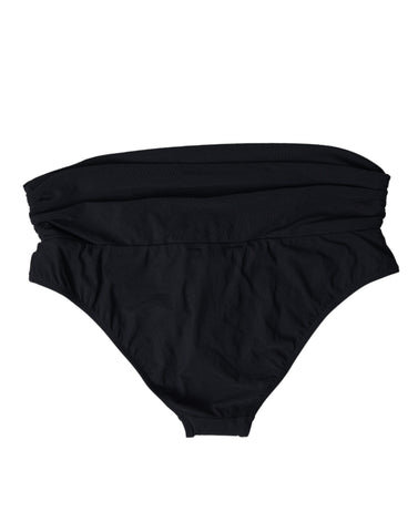Black nylon stretch swimwear slip bottom bikini by Dolce & Gabbana, featuring a sleek, fitted design for beach or poolside wear.